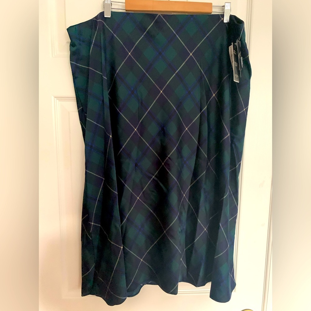FINAL PRICE NWT Ralph Lauren Skirt: Blue/Green/White Geometric Pattern, Midi 20W